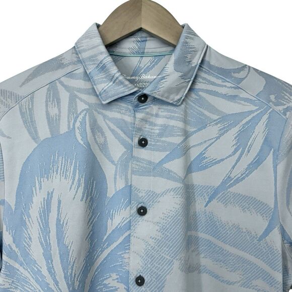 Tommy Bahama Islandzone Mens Medium Floral Button Up Shirt Short Sleeve Blue - Picture 1 of 9